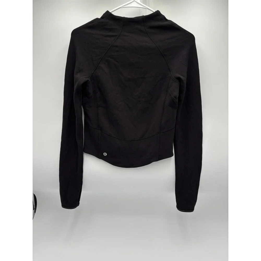 Lululemon Hill Valley Mock Neck Pullover Black Size 2 Thumbhole Zip Pocket